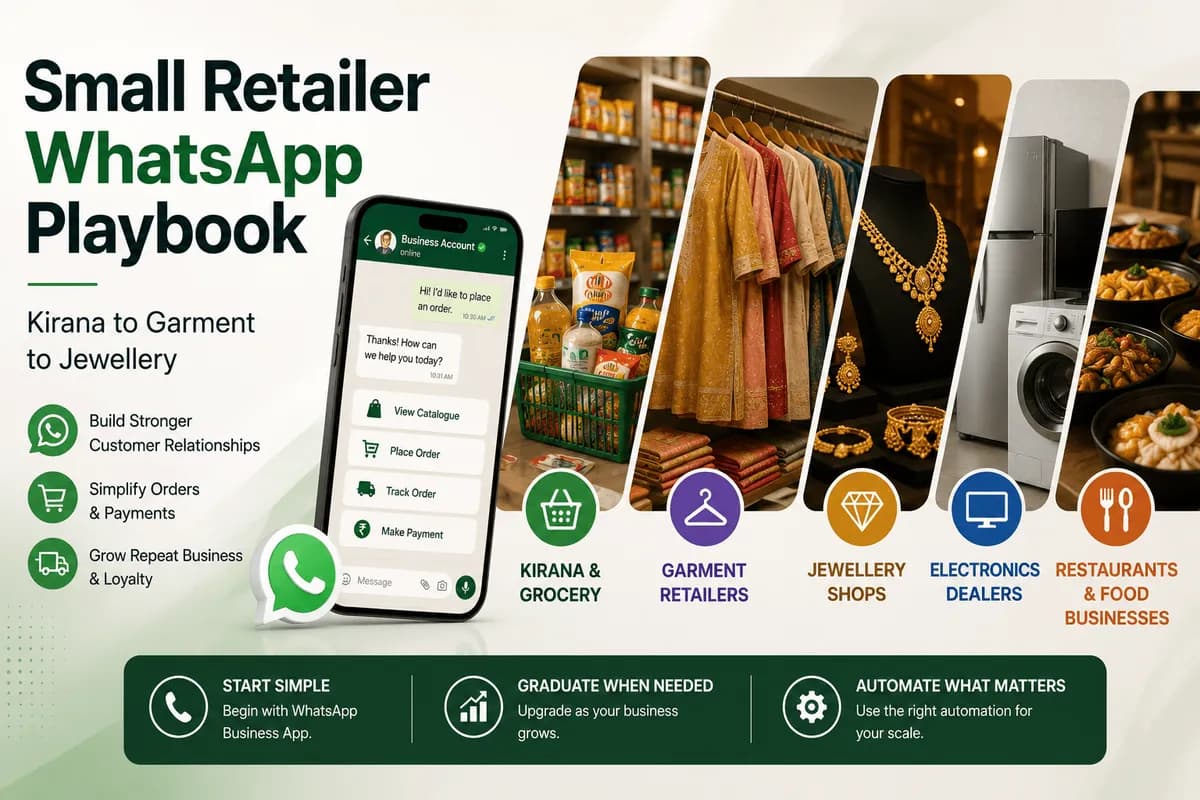 Small Retailer WhatsApp Playbook - Kirana to Garment to Jewellery