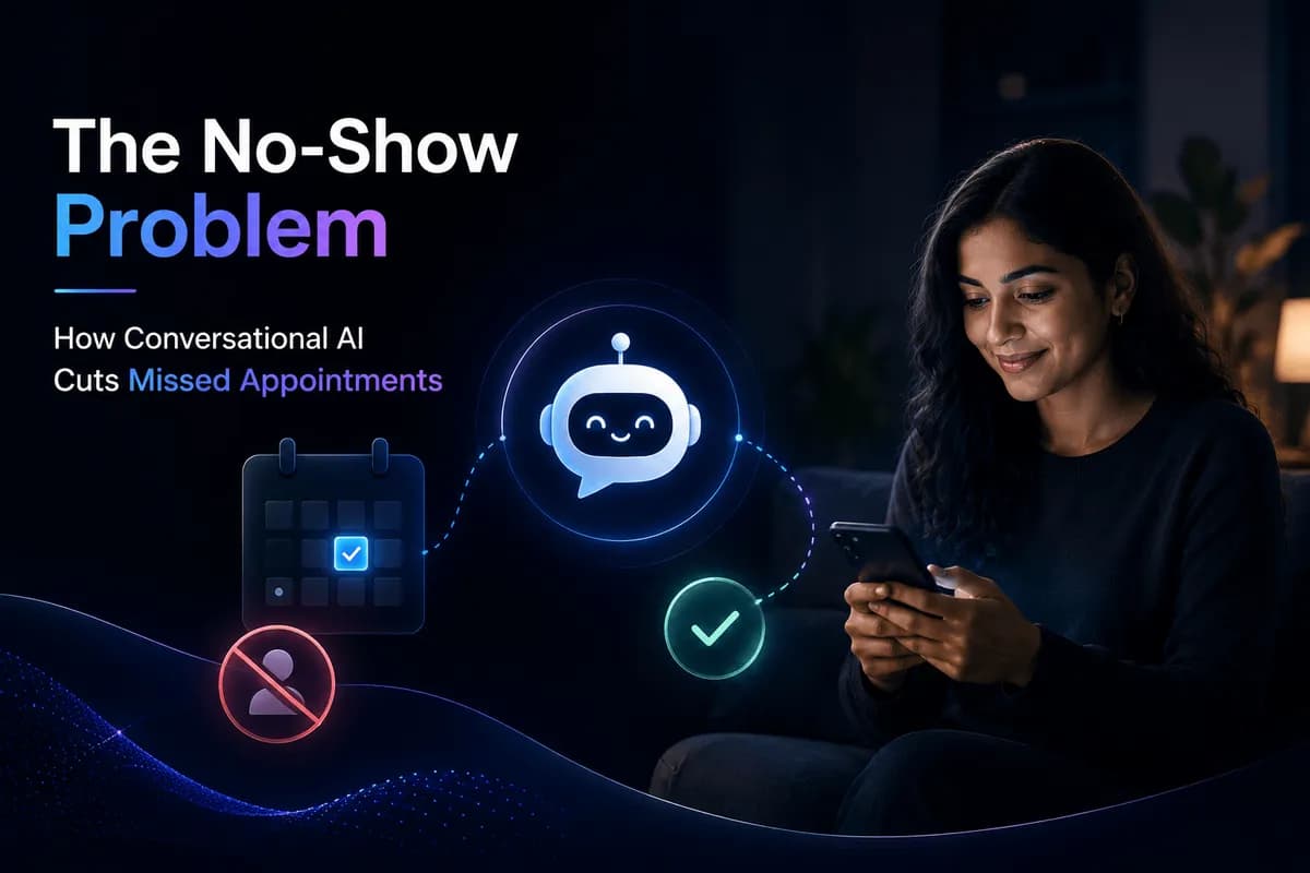 Conversational AI reducing missed appointments dark theme banner