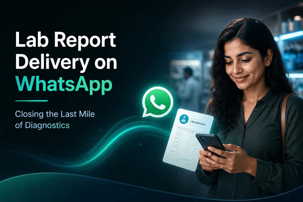 WhatsApp lab report delivery healthcare diagnostics banner