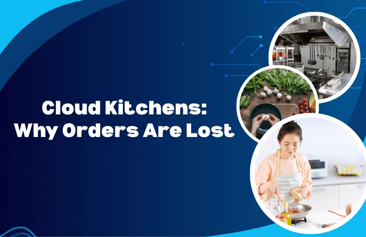 Educational graphic explaining how delayed customer responses and manual workflows impact cloud kitchen order volume.
