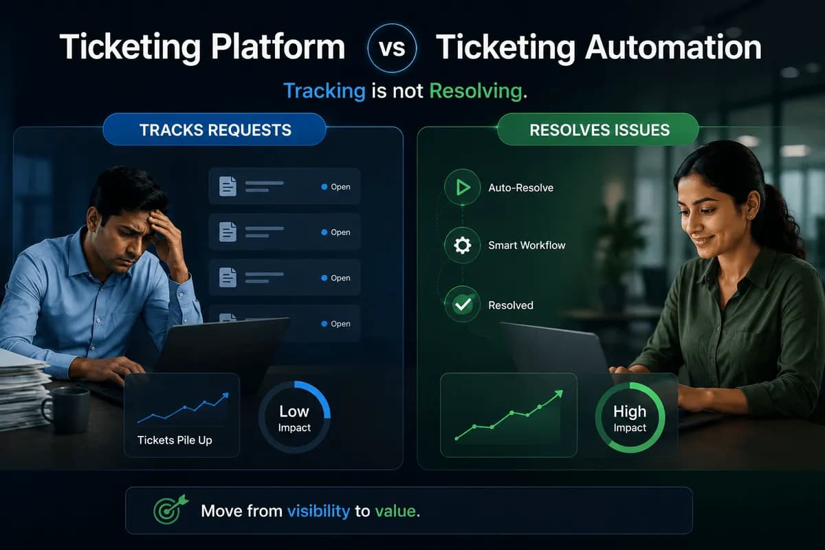 Ticketing Platform vs Ticketing Automation - Why Indian Companies Confuse Tracking with Resolving