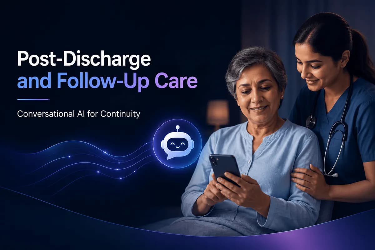 Post-discharge follow-up care conversational AI healthcare banner