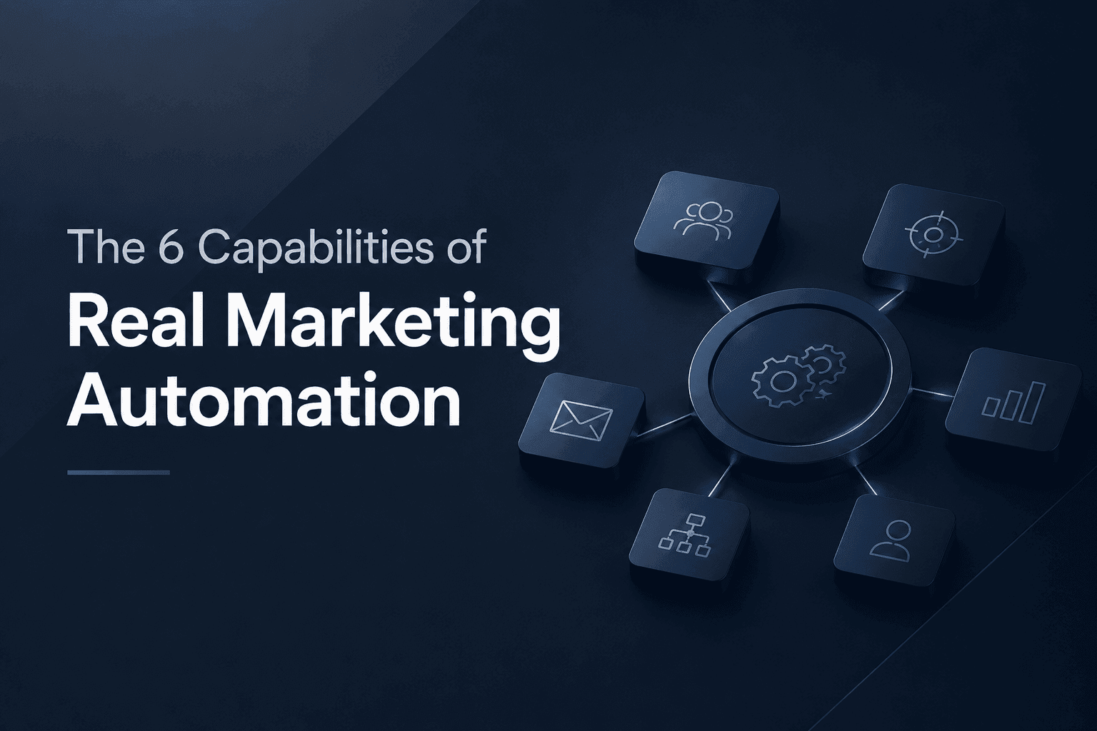 Real marketing automation enterprise banner with workflow orchestration and analytics design.