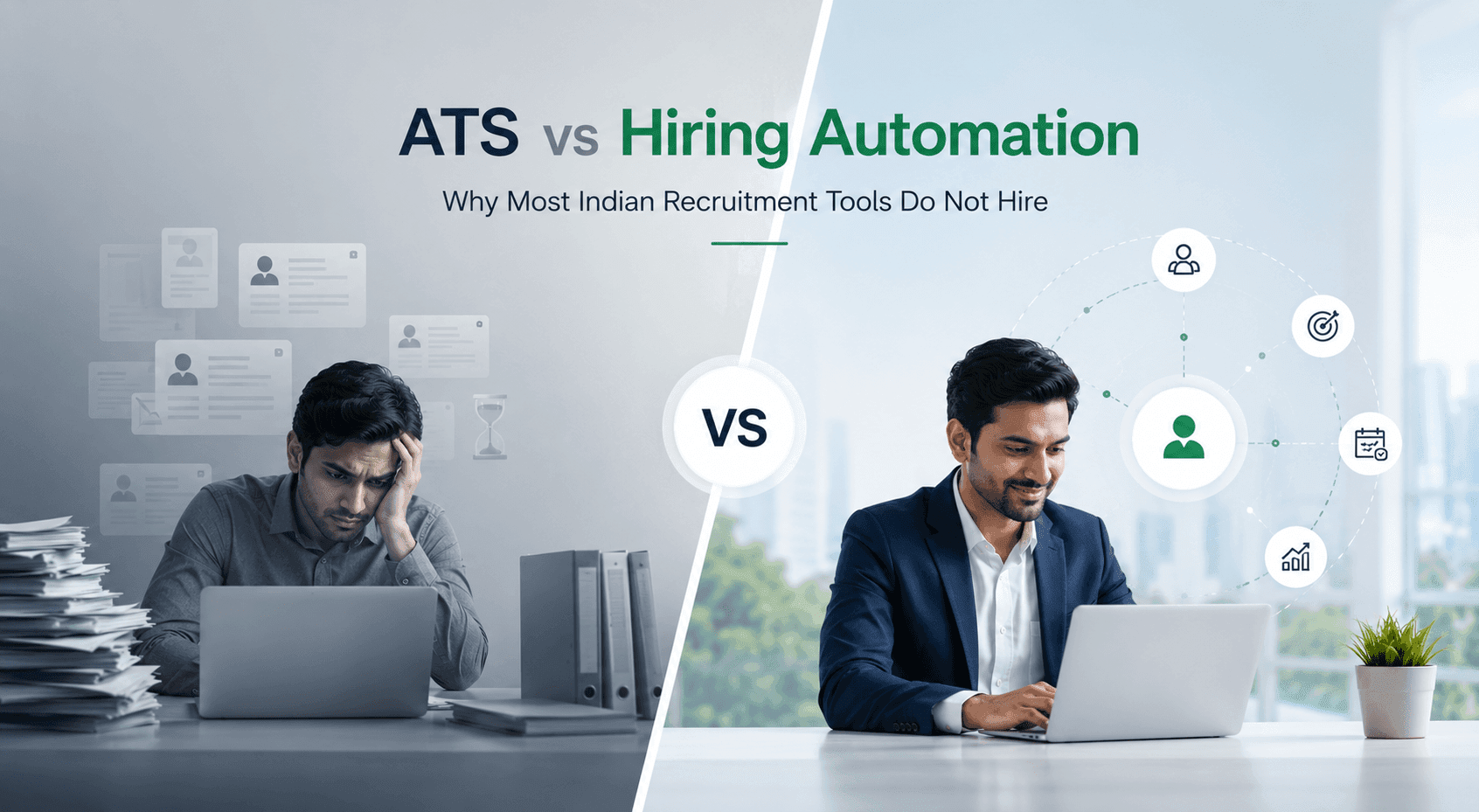 ATS vs Hiring Automation enterprise comparison banner for Indian recruitment technology