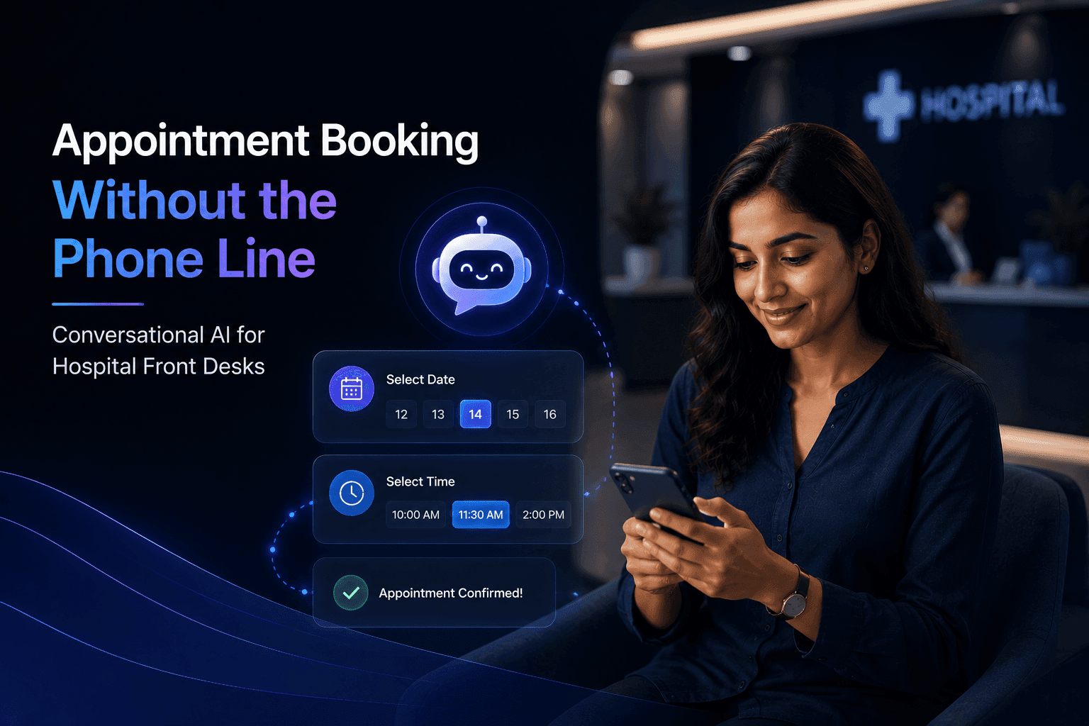 Conversational AI hospital appointment booking banner